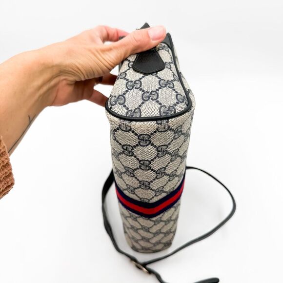 Gucci GG Ophidia Monogram Web Stripe Crossbody Shoulder Bag Navy Vintage Purse - Picture 10 of 14